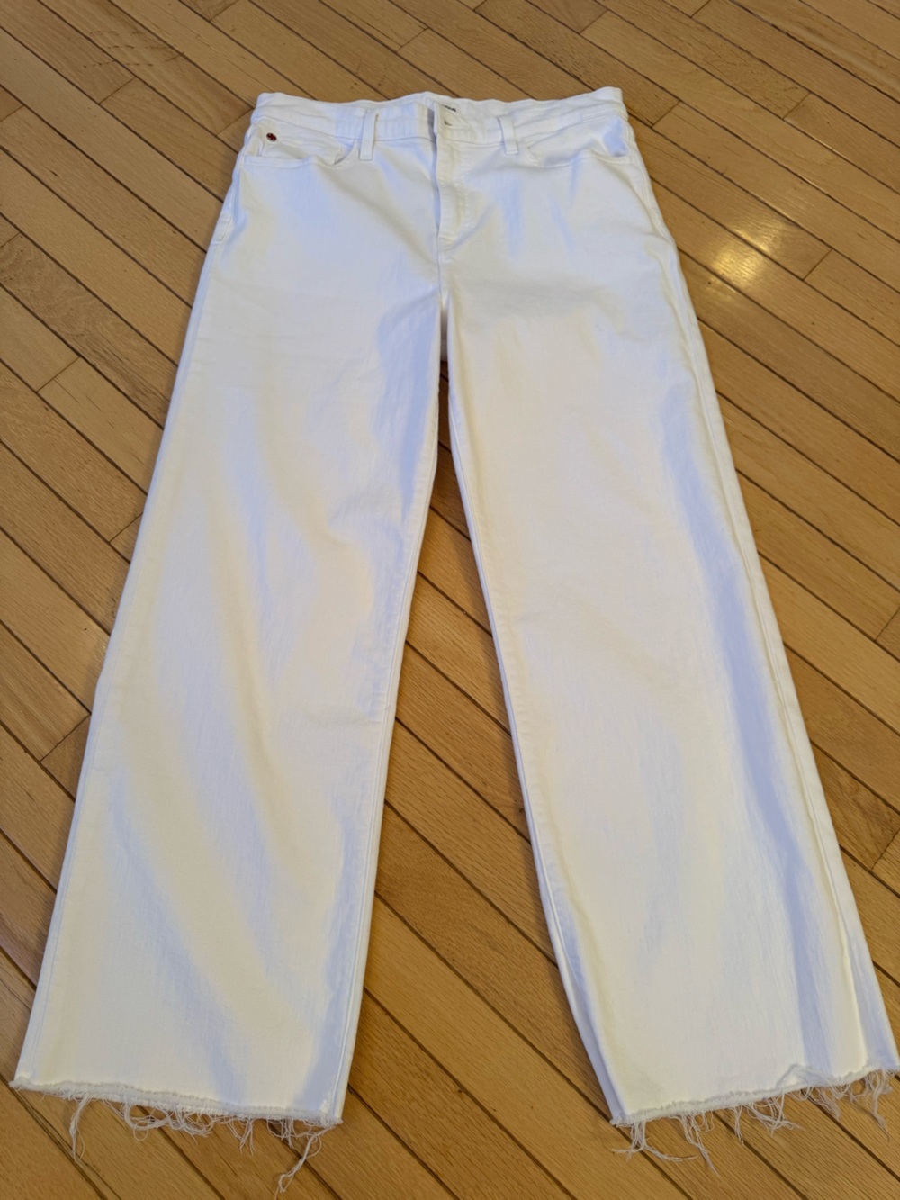 Hudson Jeans Size 31 “Rosalie” White High Rise, Wide-Leg Raw Hem Jeans NWT